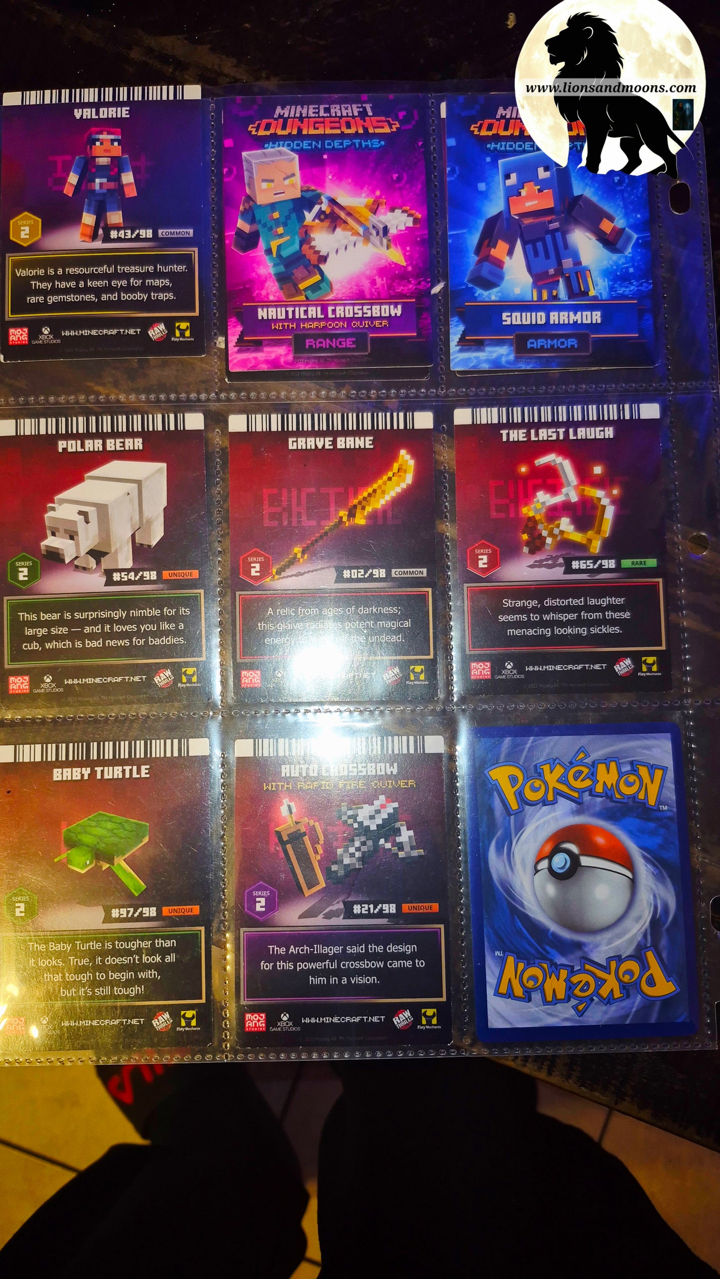 Minecraft Dungeons Arcade Cards Series 1 Pokémon 2 Holo llama & Chomp whole set